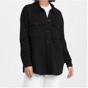 Good American Fleece Shacket in Black W1772 Sz 1/2 or S/M